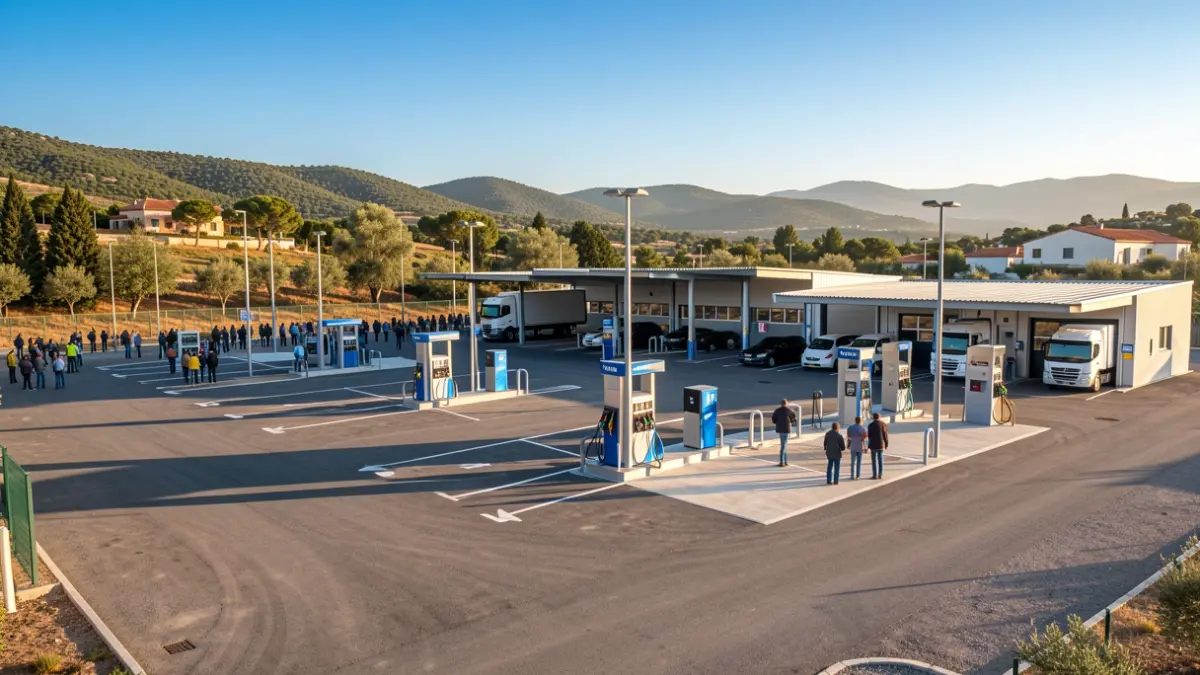Generic image of a sustainable transport complex with alternative energy infrastructure.