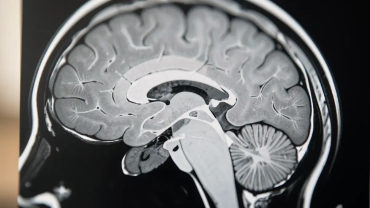 Imatge d'una ressonància magnètica cerebral centrada en el cerebel.
