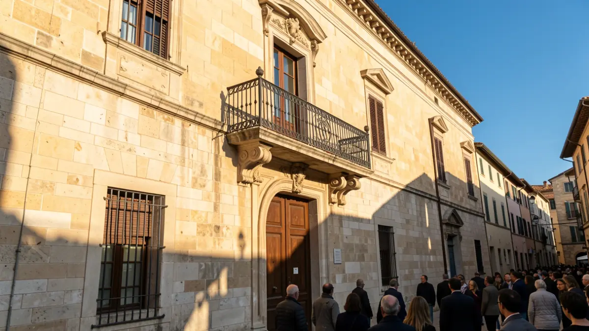 Imagen genérica de la fachada de un ayuntamiento mediterráneo con balcón.