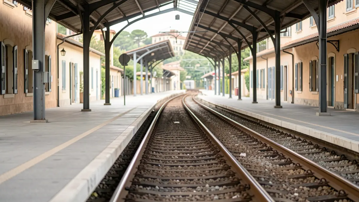 Imatge genèrica d'una estació de tren buida amb vies.