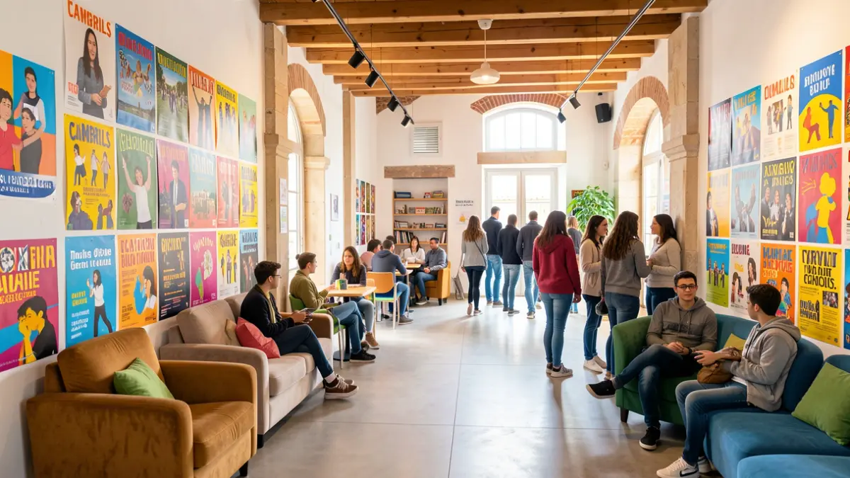 Interior of a youth center in Cambrils with activities for young people.