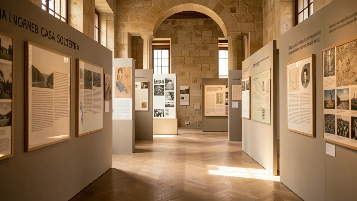 Interior de la Casa Solterra en Girona con la exposición del TERMCAT.