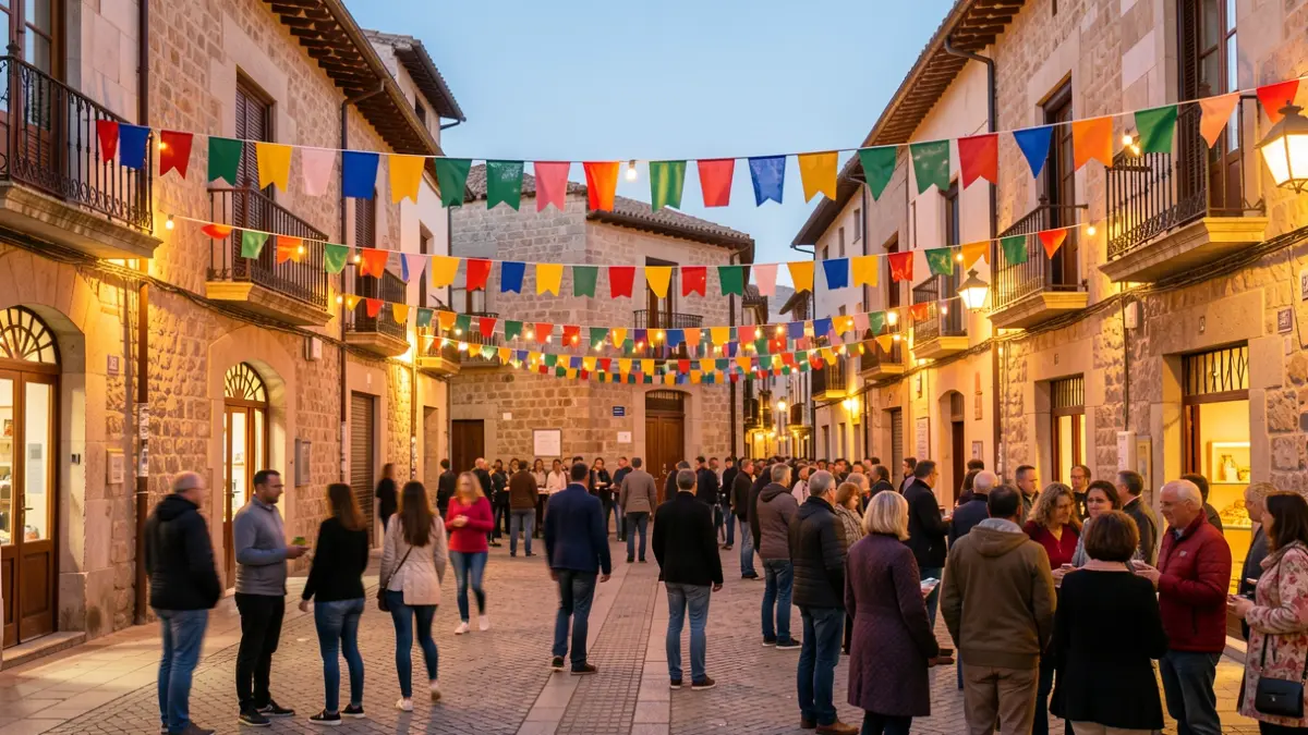 Imatge genèrica d'una plaça de poble mediterrani durant una festa popular.