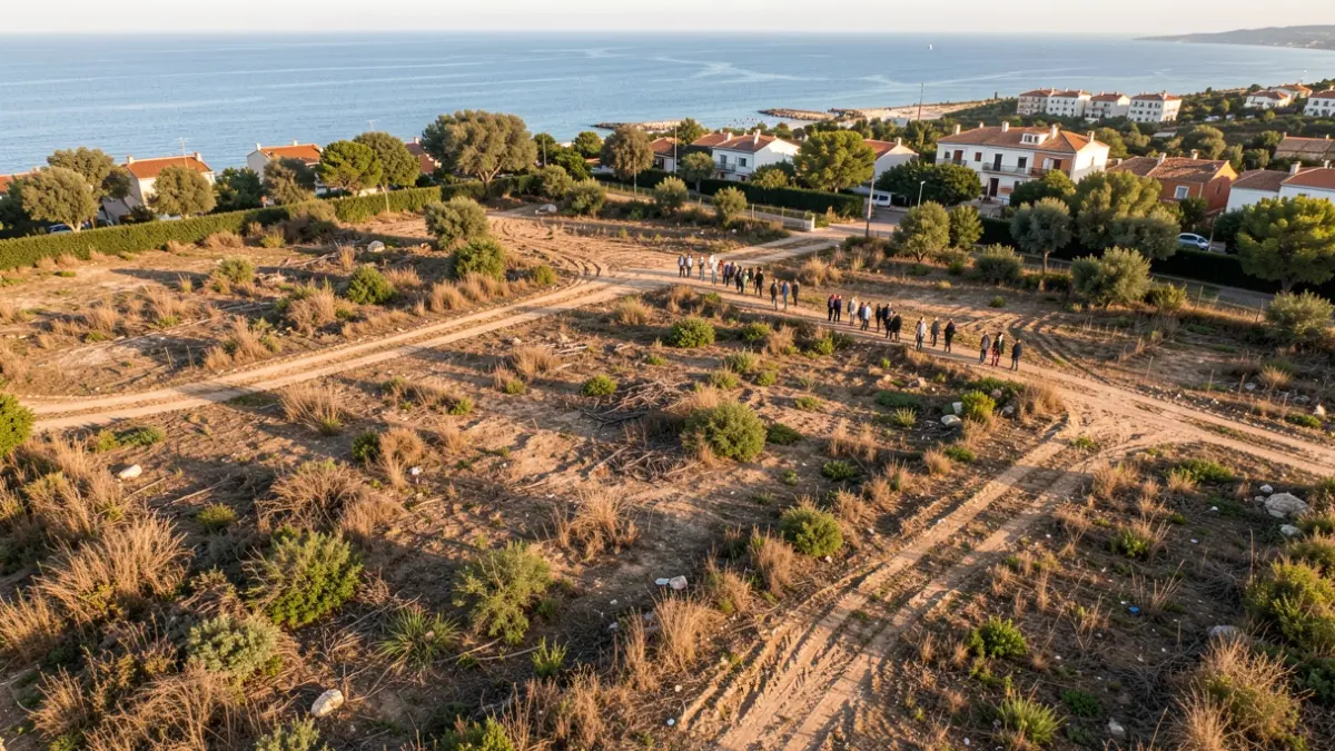 Vista aérea de un solar sin uso en Montgat, Maresme.