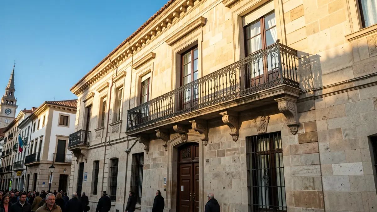 Facade of the Paeria building in Lleida on a sunny day.