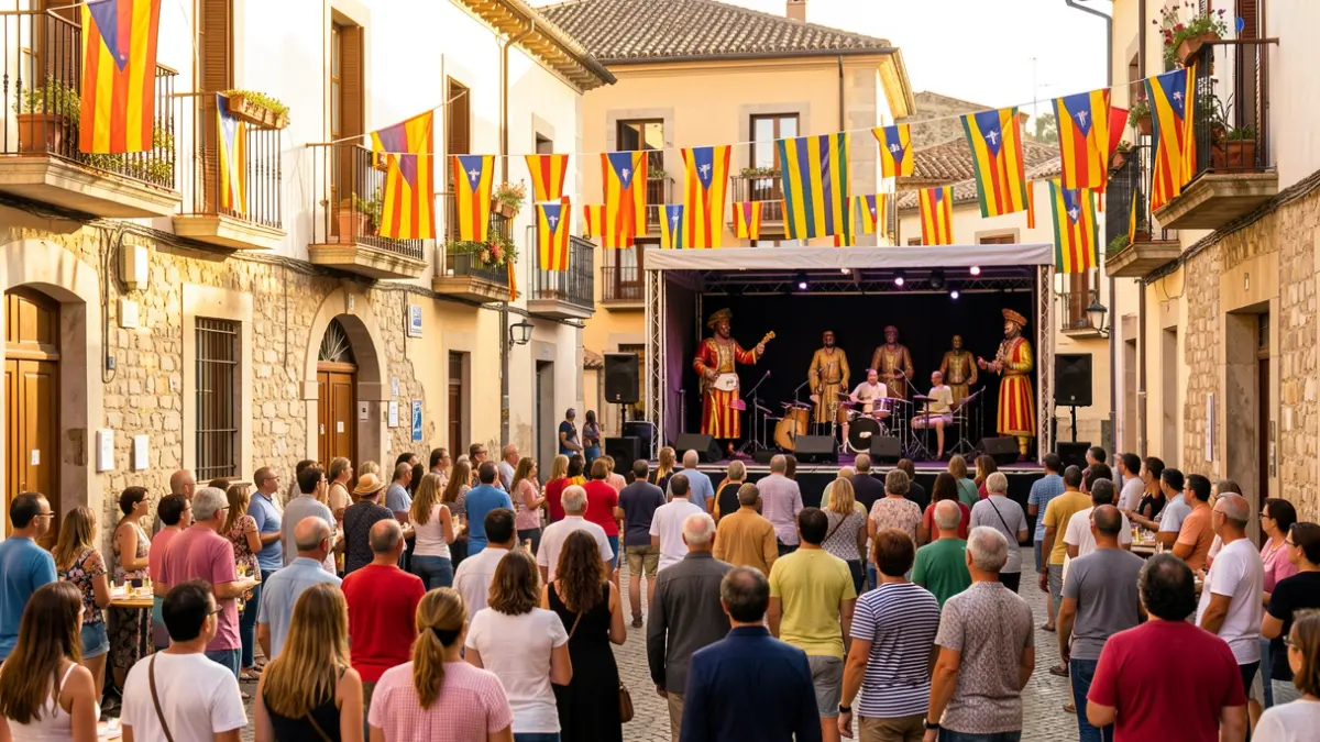 Imatge genèrica d'una celebració de la Diada Nacional de Catalunya a un poble mediterrani.