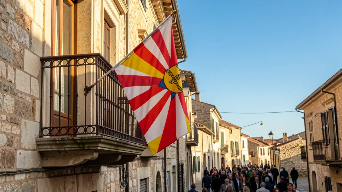 Senyera penjada d'un balcó a Lloret de Mar.