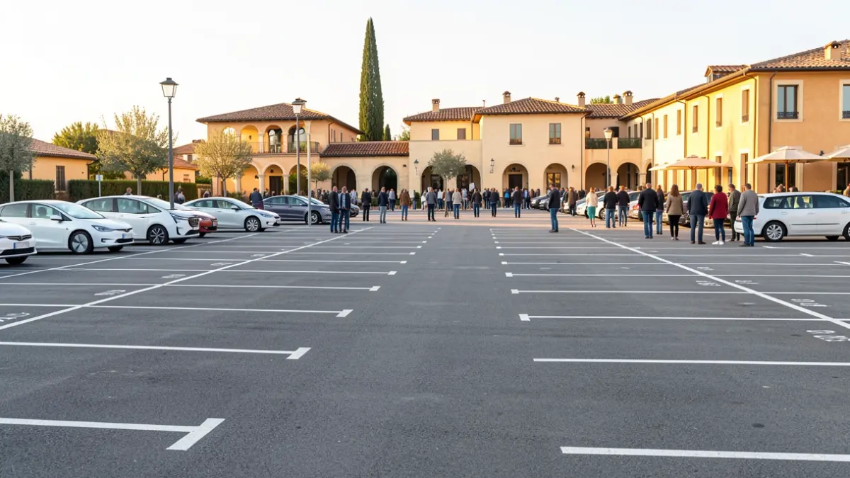 Generic image of parking spaces for electric vehicles.