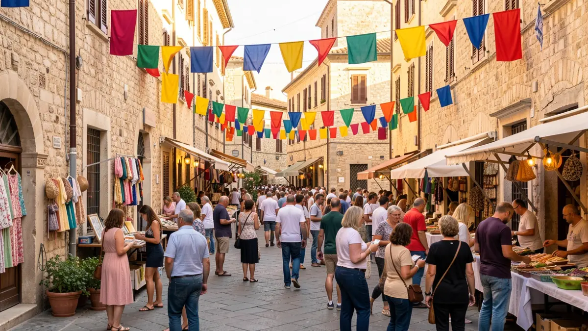 Generic image of a street cultural event in a Mediterranean historic center.
