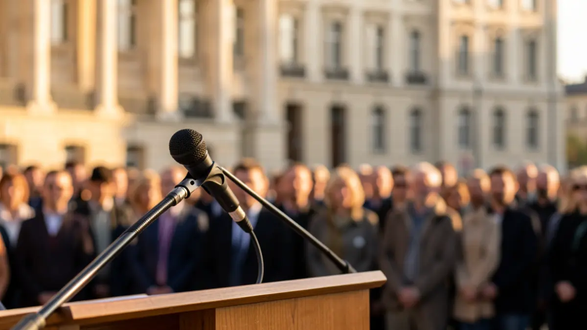 Generic image of a microphone on a podium.