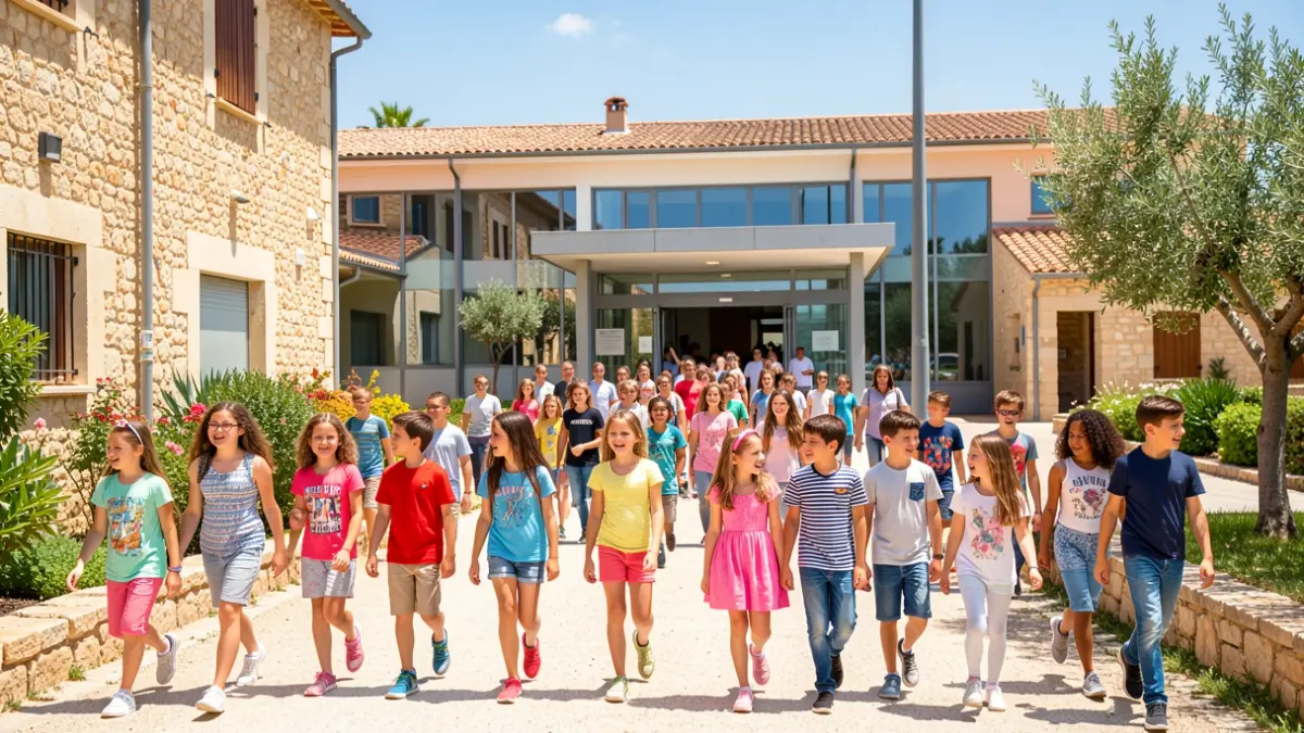 Nens i adolescents iniciant el curs escolar a La Seu d'Urgell.
