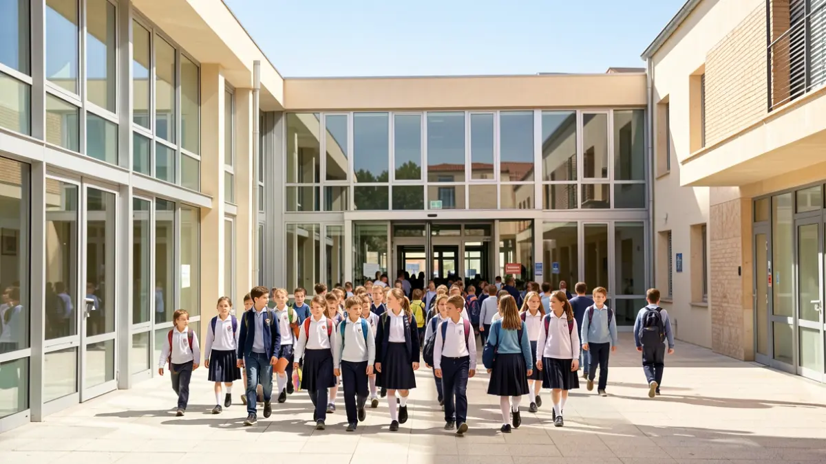 Children entering a school in Mollet del Vallès.
