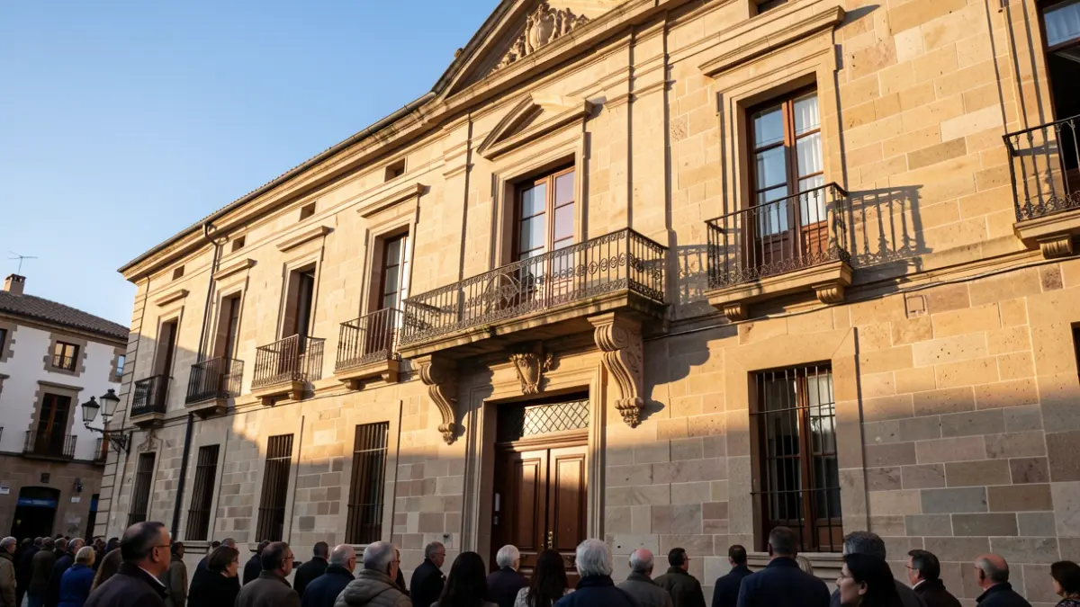 Imatge genèrica d'un ajuntament de Catalunya amb balcó i llum d'estiu.