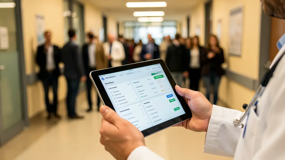 Generic image of a healthcare professional with a tablet.
