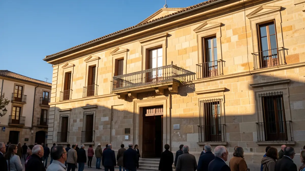 Imatge genèrica de la façana d'un ajuntament de Catalunya amb balcó i llum d'estiu.