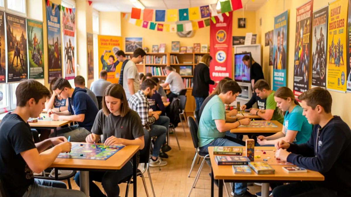 Imatge genèrica d'un festival juvenil amb jocs de taula i videojocs.