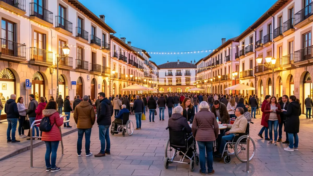 Imatge genèrica d'una plaça de poble català celebrant una festa inclusiva.