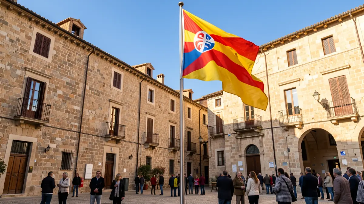 Generic image of a Catalan flag being raised in Catalonia.