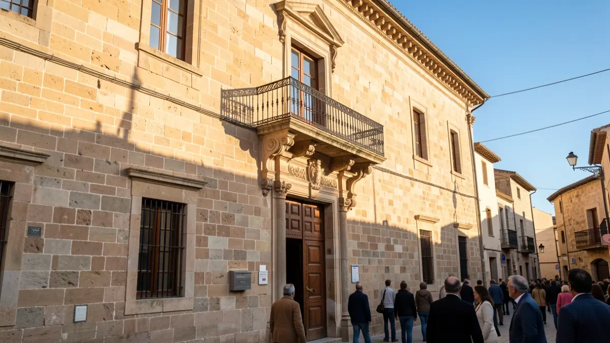 Town hall of Móra d'Ebre with a balcony and afternoon light.