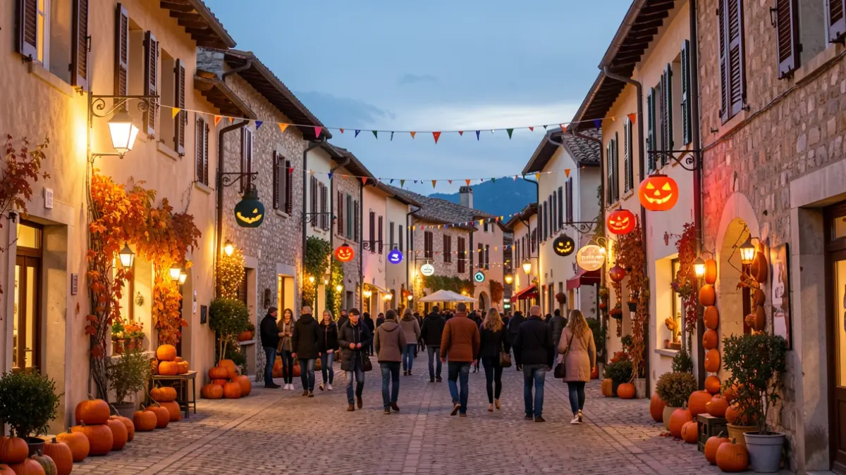 Ambient festiu de carrer a Santa Margarida i els Monjos durant la celebració del Castaween.