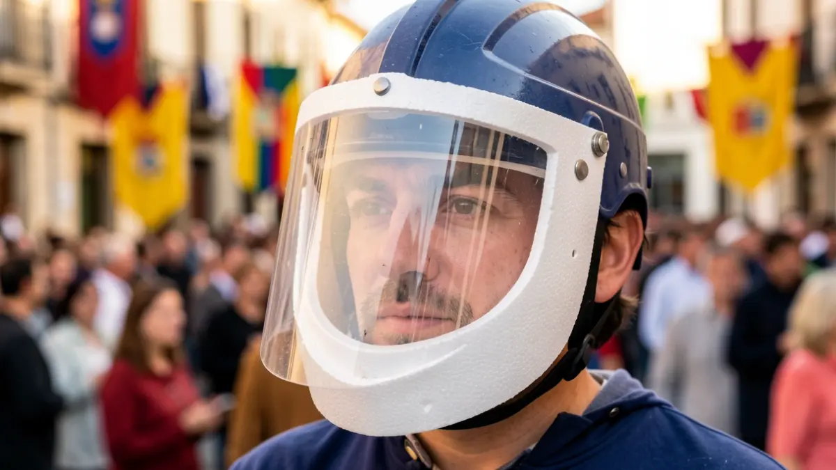 Cascos nous per a castellers amb protector facial.