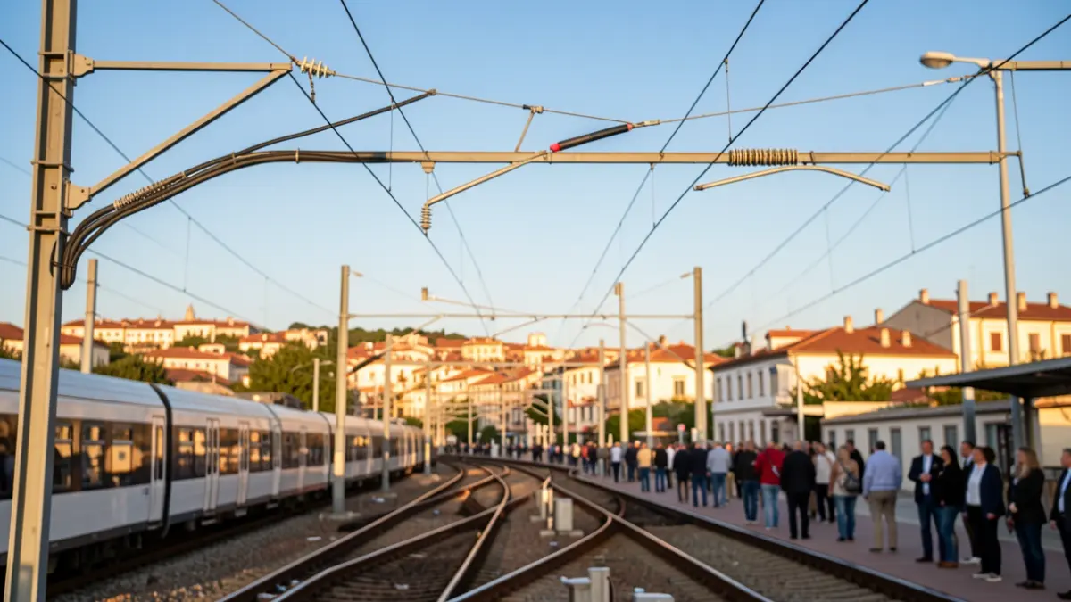 New electrified railway catenary in Montcada i Reixac.