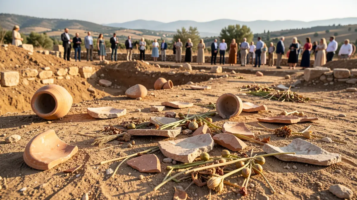 Restes arqueològiques de ceràmica i plantes a l'Egeu.