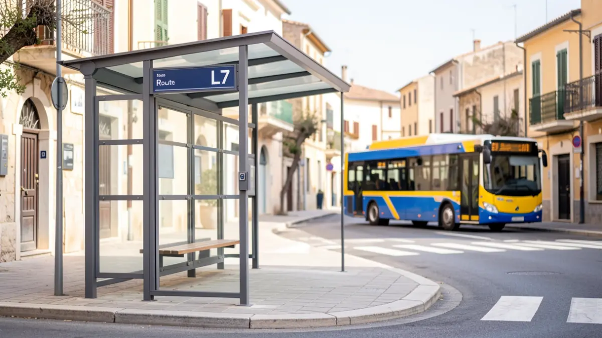 Parada de autobús de la nueva línea L7 en Les Franqueses del Vallès.