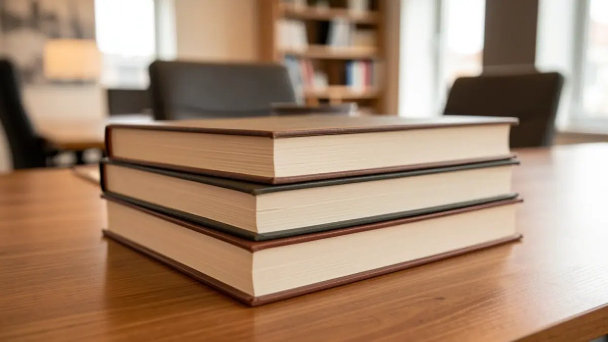Generic image of books on a table.