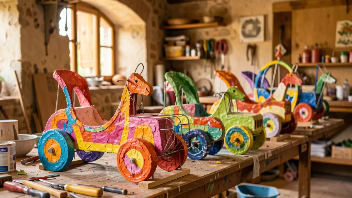 Escultura de carrossa en procés a l'Escola de Carrossaires de Palafrugell.