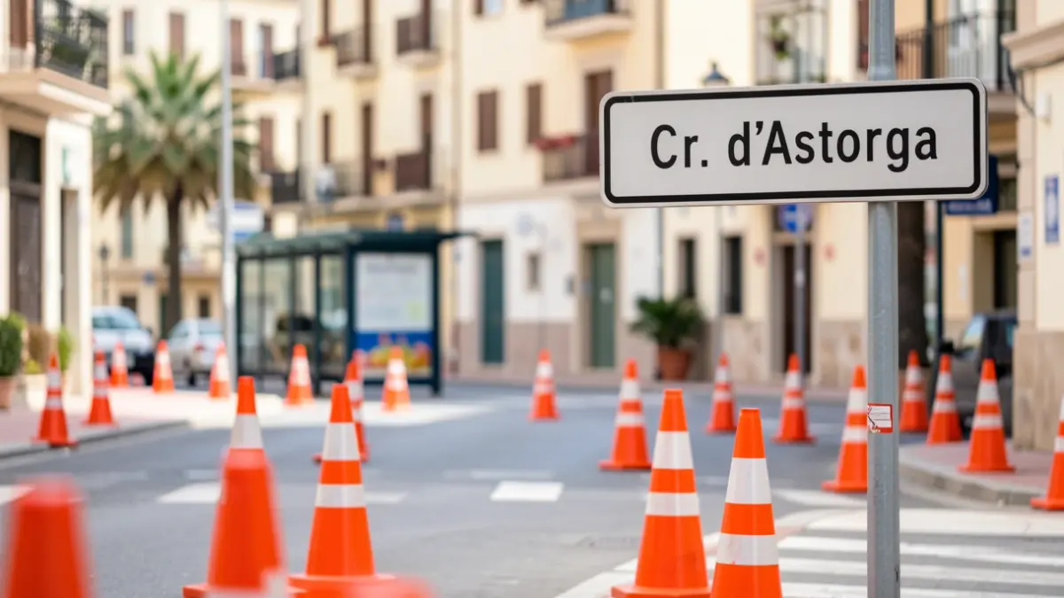 Obres al carrer Astorga de Reus amb afectacions al transport públic.