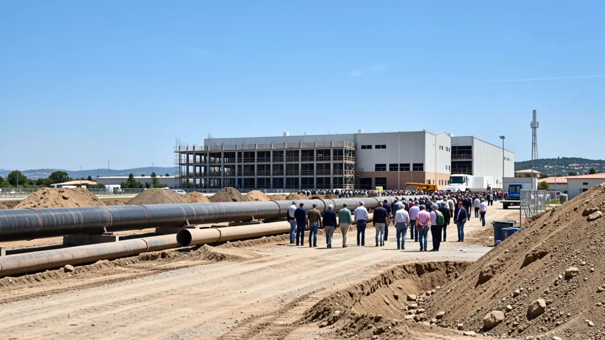 Obres d'urbanització al polígon industrial d'Olvan.