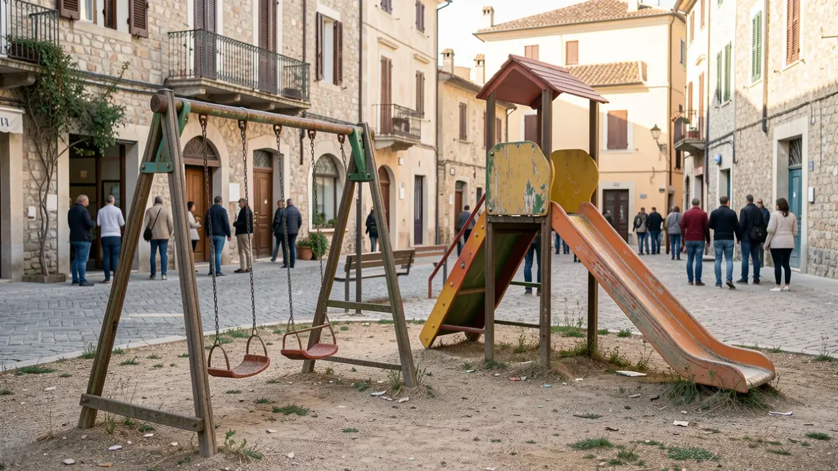 Imatge genèrica d'un parc infantil deteriorat.