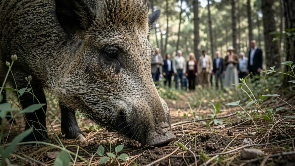 Imagen genérica de un jabalí en un bosque.