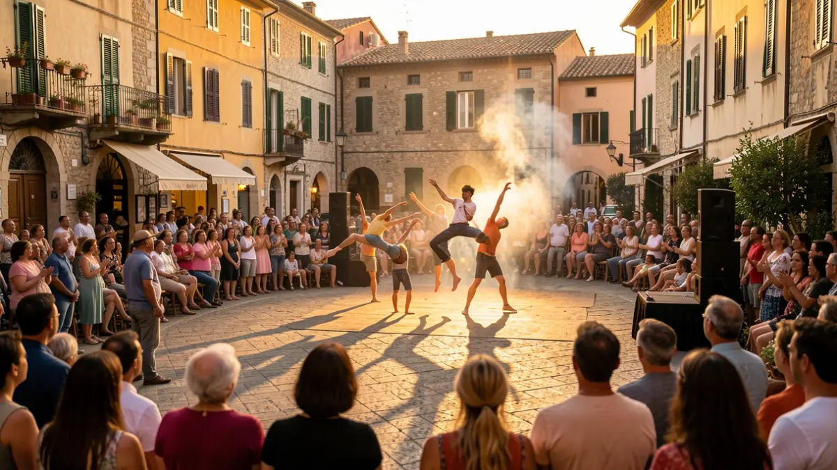 Imatge genèrica d'una actuació de teatre al carrer amb públic.