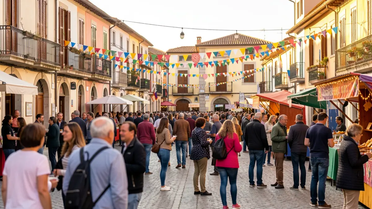 Imagen genérica de una plaza de pueblo durante una fiesta mayor.