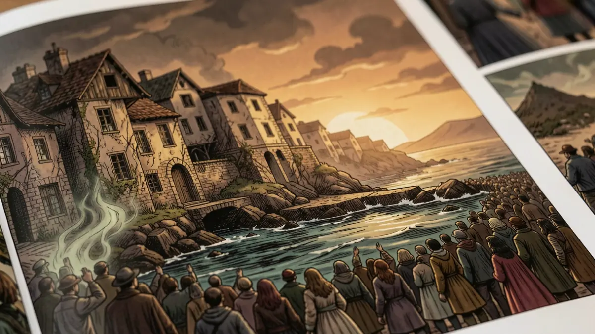 Folk horror comic illustration featuring Empordà landscapes.