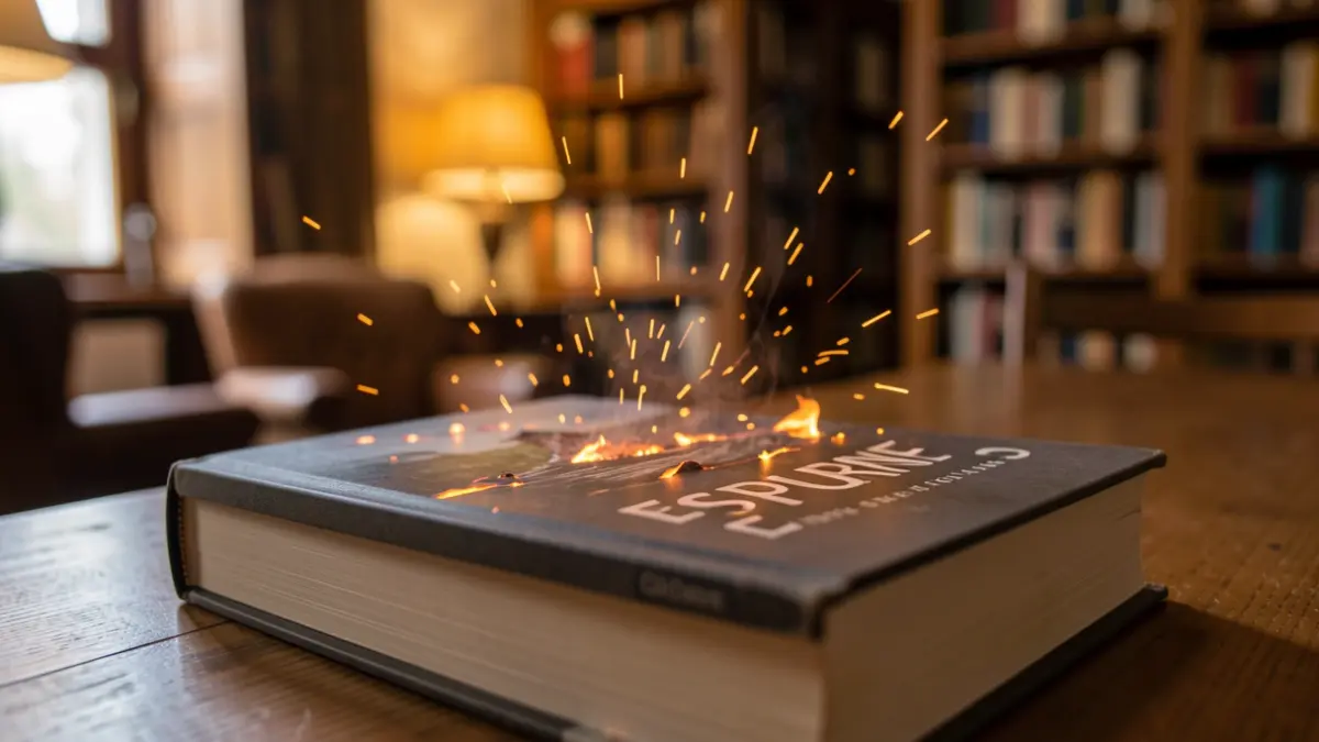 Imagen genérica de libros con chispas.