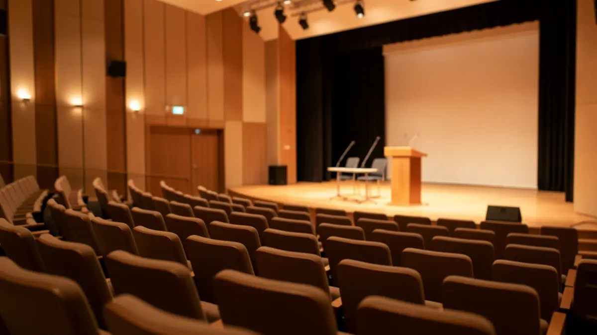 Imagen genérica de un auditorio vacío con un escenario.