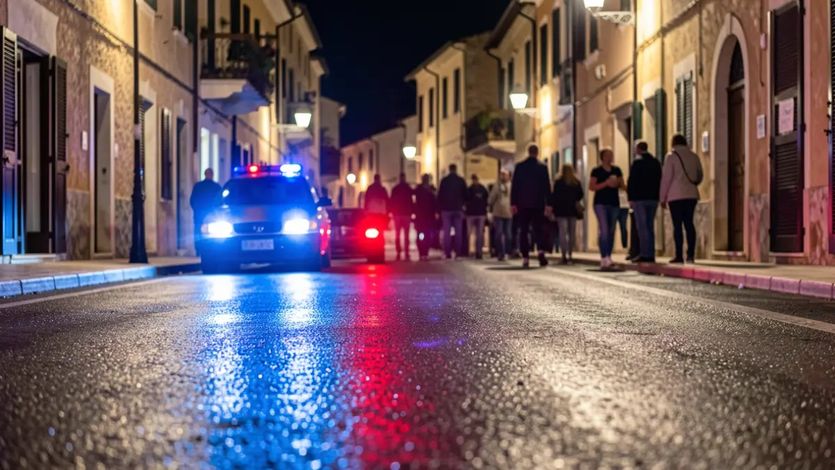 Generic image of police emergency lights reflecting on wet asphalt at night.