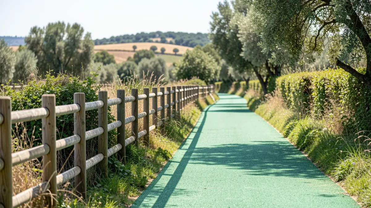 Generic image of a section of the Via Verda de la Val de Zafán with renewed wooden fences.