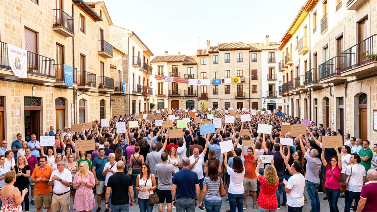 Imatge genèrica d'una plaça de Catalunya plena de gent donant suport a una campanya.