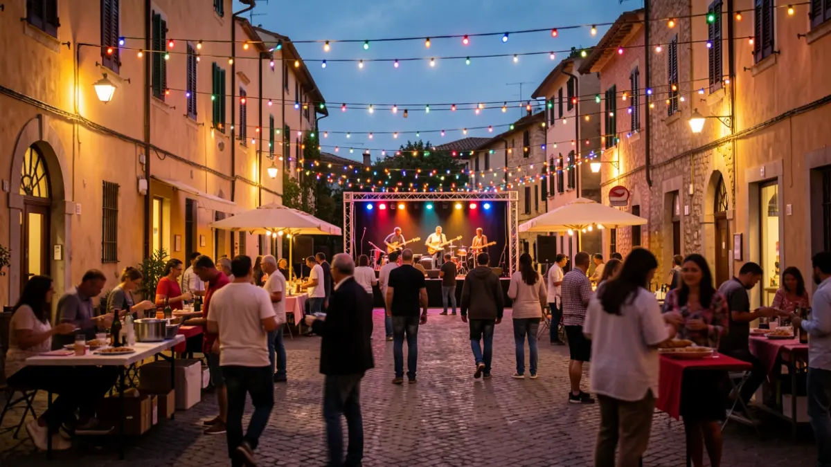 Imagen genérica de una feria gastronómica y musical al aire libre.