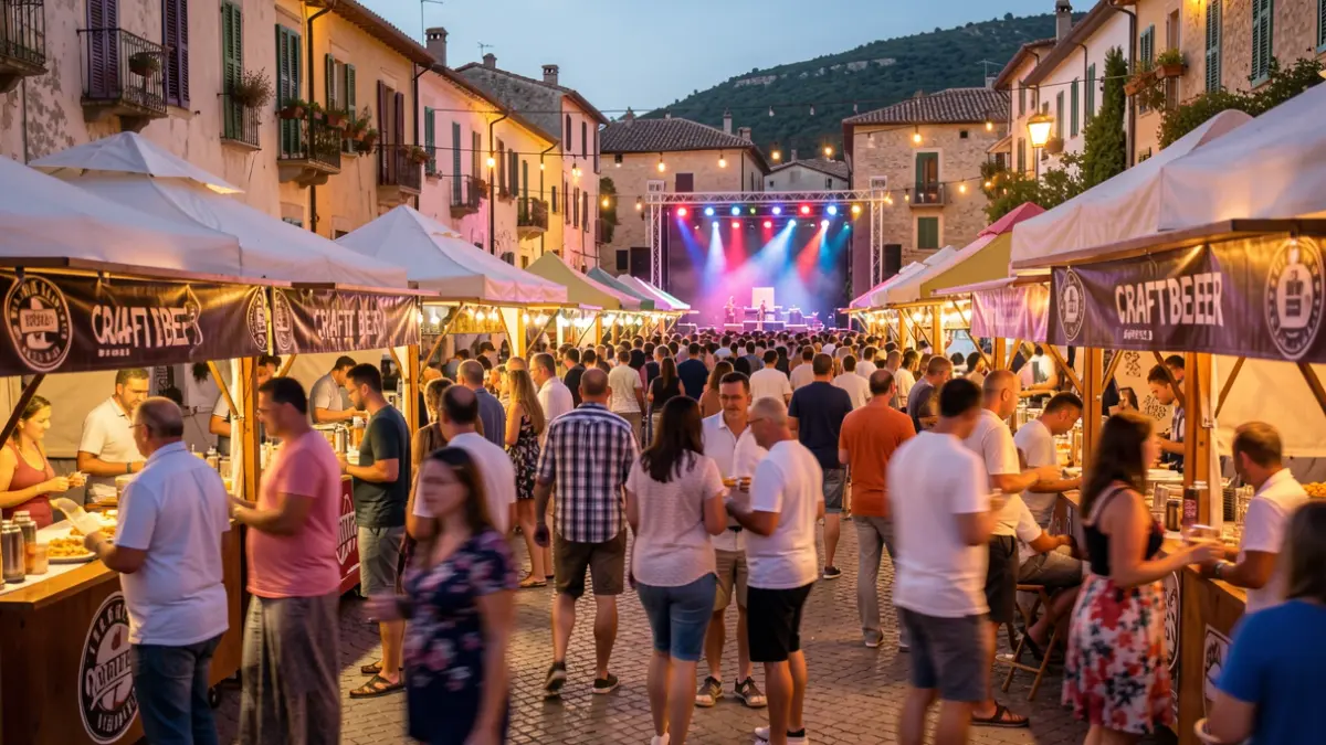 Imagen genérica de una feria de cerveza artesana con ambiente festivo.