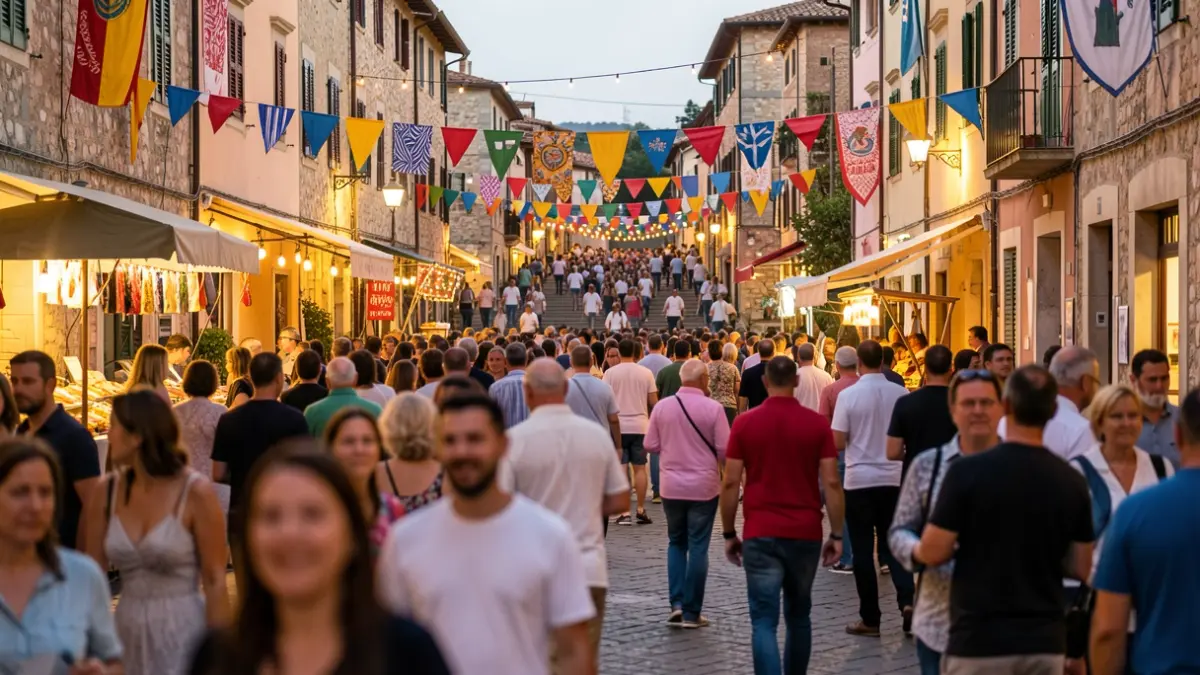 Generic image of a town festival with a festive atmosphere.