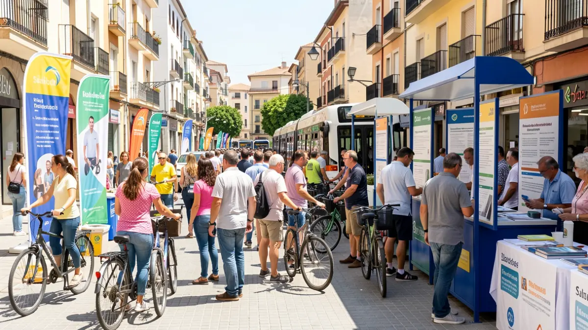 Imagen genérica de una jornada de movilidad en Sabadell con bicicletas y transporte público.