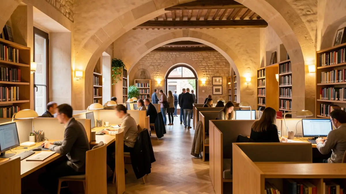 Imatge genèrica d'una sala d'estudi de biblioteca moderna.