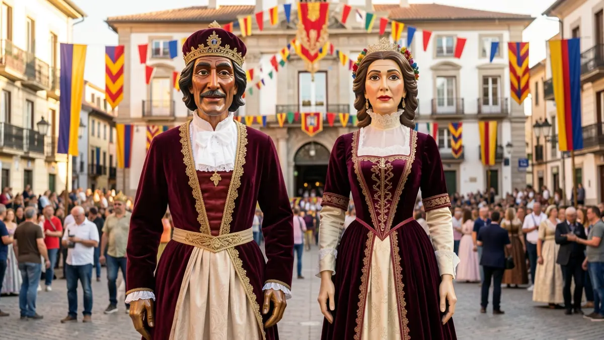 Giants Josep Antoni Mata i Copons and Caterina de Copons i d’Armengol presented in Sant Cebrià de Vallalta.