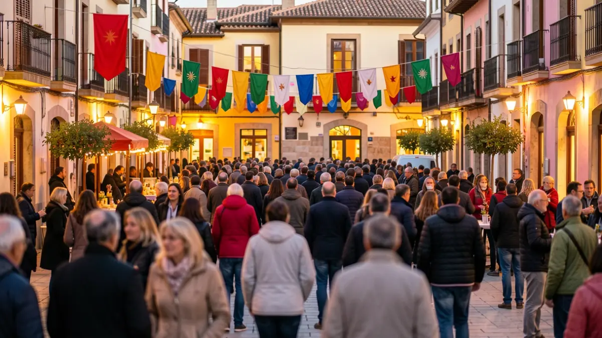 Festive atmosphere in the square of Sant Cugat del Vallès during a community event.