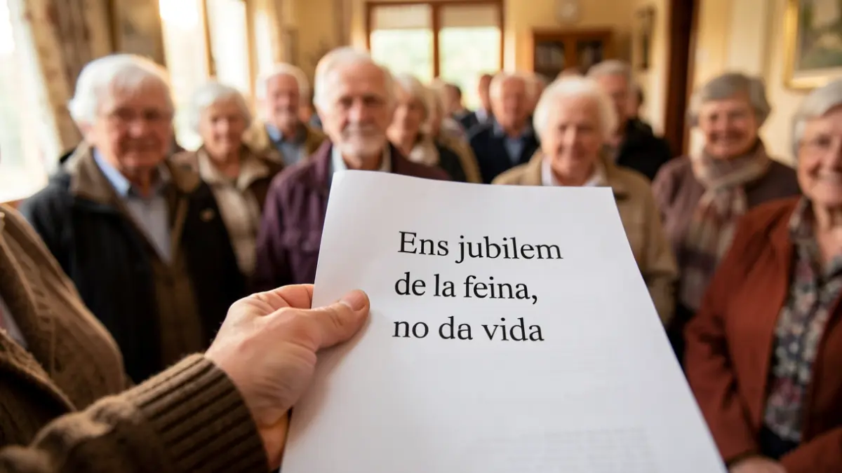 Manifiesto por el Día Internacional de las Personas Mayores con el lema 'Nos jubilamos del trabajo, no de la vida'.